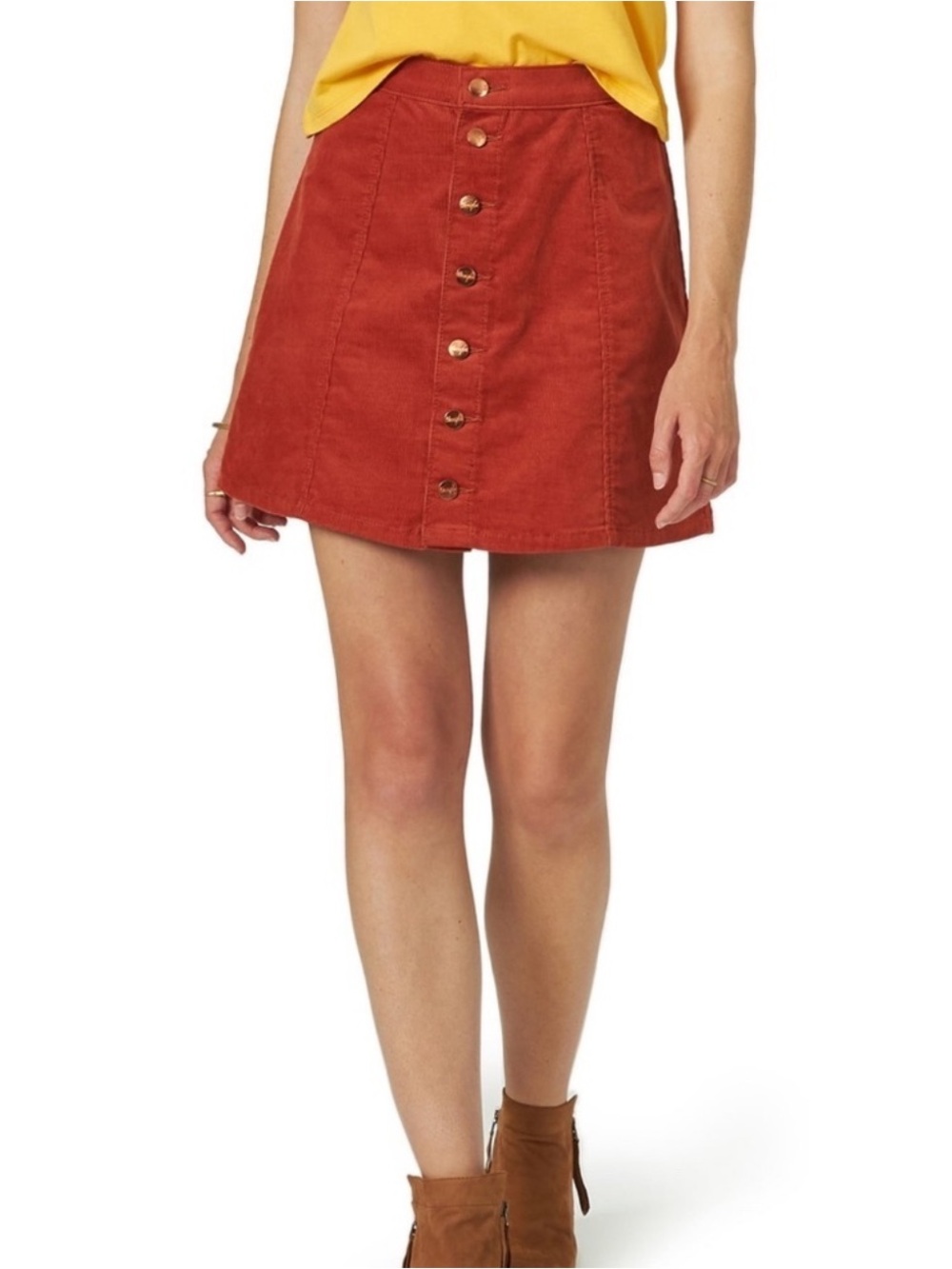 Wrangler Button Front Corduroy Mini Skirt Burnt Orange Size Small